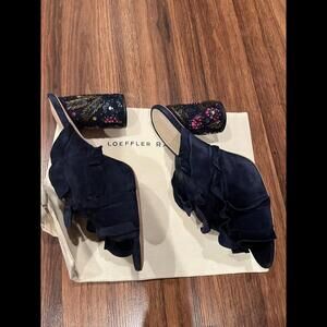 Loeffler Randall Kaya Sequins Suede Sandals 10.5 Open Toe Mule $495